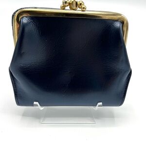 Elegant Vintage Navy Blue Calf Leather Wallet